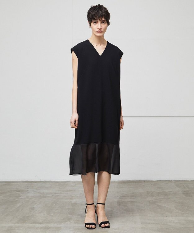 BEIGE， 【洗える】LORRAINE / Vネックドレス Black