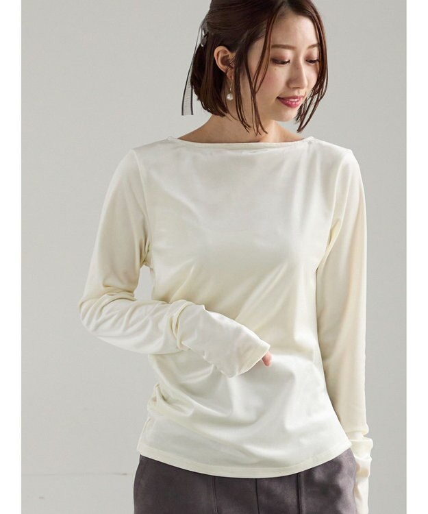 Te chichi ベロアサイドギャザートップス オフホワイト