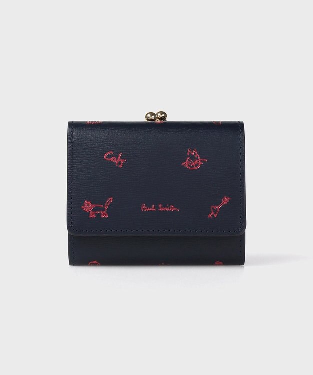 Paul Smith カラードゥードゥル ３つ折りがま口財布 ネイビー