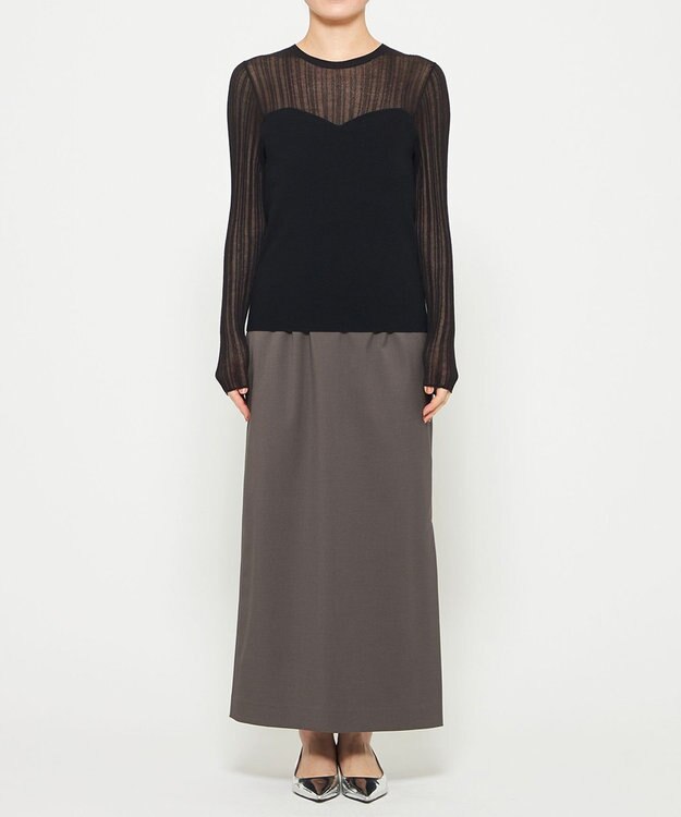 uncrave シルキー ニット コンビ トップス ブラック