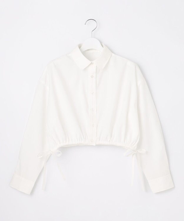 Feroux 【洗える】ショート丈ドロスト シャツ ホワイト系