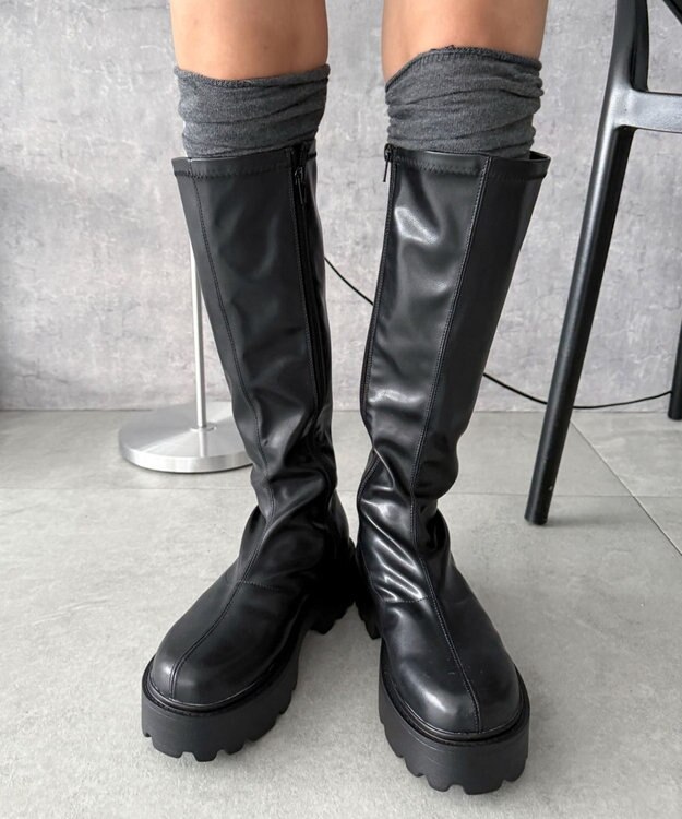 WEGO プレーンロングブーツ ブラック