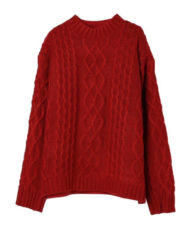 CRAFT STANDARD BOUTIQUE ケーブルニットドッキングスウェット Red