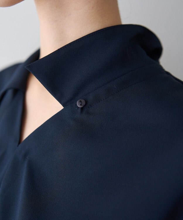 YECCA VECCA 2wayストライプリボンブラウス Navy