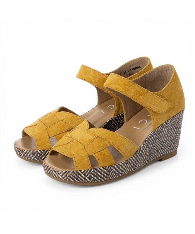 MODE ET JACOMO <D'ICI>カットワークストラップサンダル イエロースエード