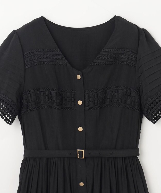 GRACE CONTINENTAL レース切替フレアワンピース ブラック