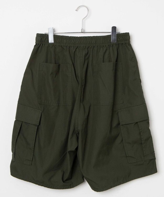 WEGO 【ウエストゴム/手洗い可】ワイドカーゴショーツ カーキ
