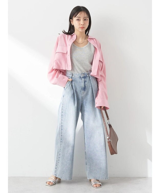 earth music&ecology ビッグポケットショートシャツ Light Pink