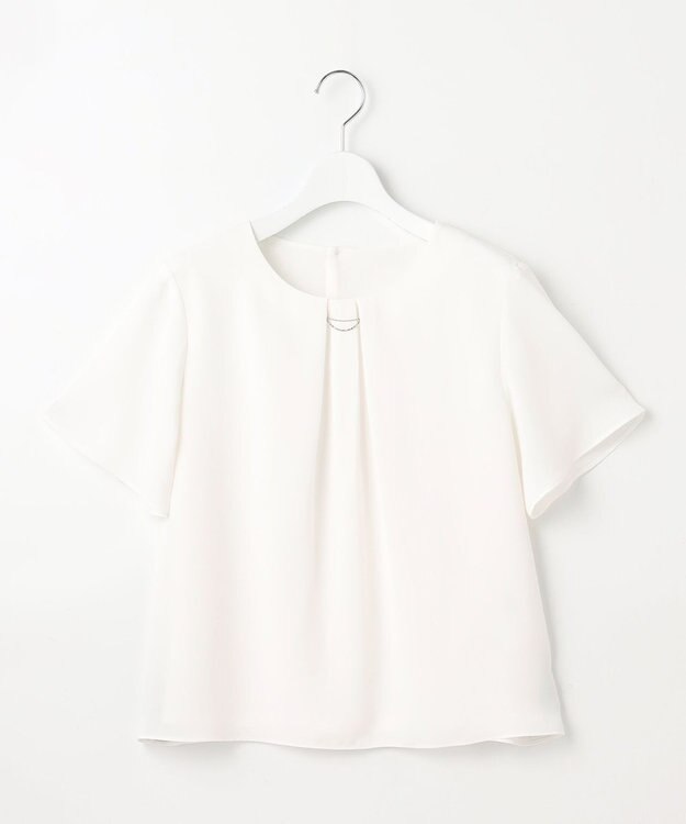 J.PRESS LADIES L シアーストライプ カットソー ホワイト系