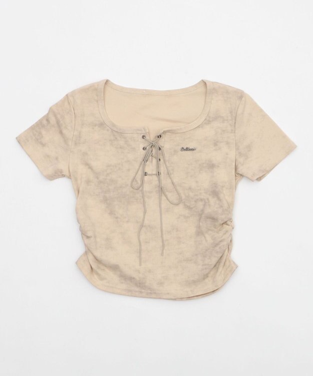 WEGO ブローチ付きレースアップT ベージュ