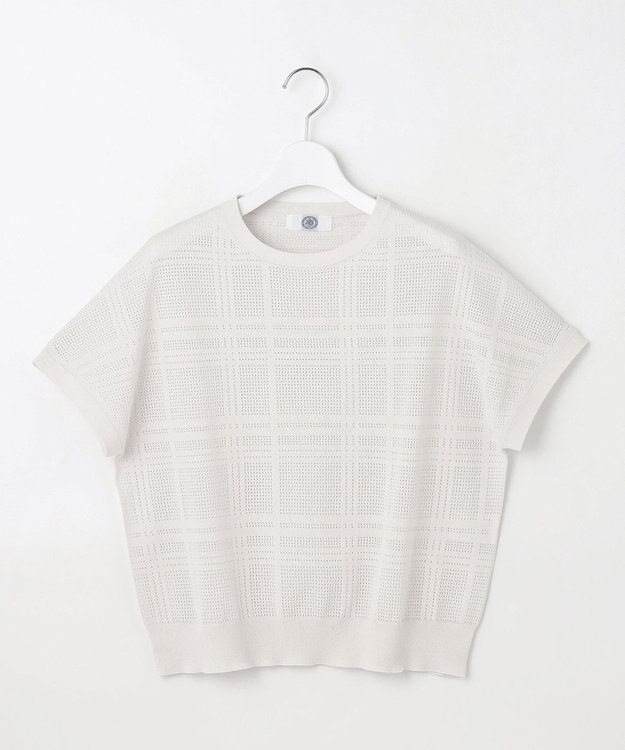 J.PRESS LADIES S 【洗える】メッシュ パターン ニット ライトグレージュ系