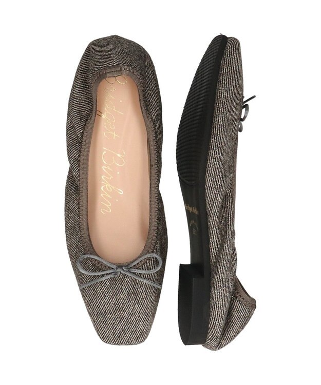 Bridget Birkin ＜抗菌消臭＞【Bridget Birkin】スクエアデイリーバレエシューズ グレー雑材