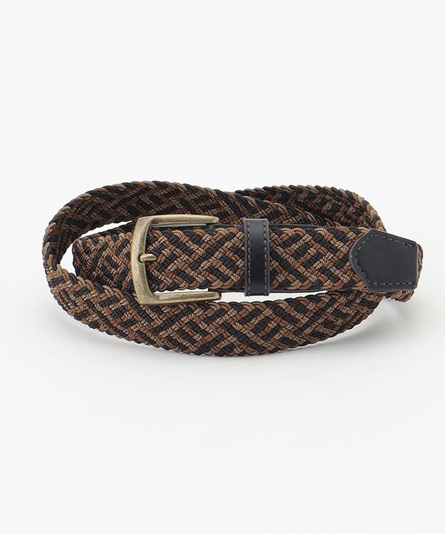 JOSEPH ABBOUD 【伸びる】ライトミックスメッシュベルト ダークブラウン系