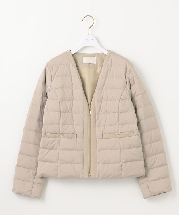 ANY SIS S 【撥水・洗える】2WAYノーカラーダウン ジャケット ベージュ