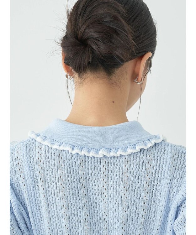 earth music&ecology フリルニットポロ Sax