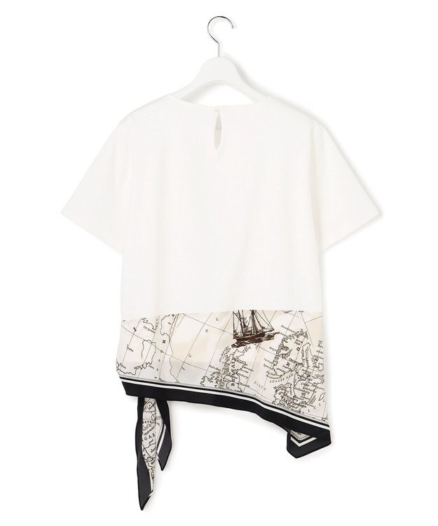 23区 S 【先行予約】スカーフコンビジャージー ウエストデザイン カットソー オフ×ネイビー