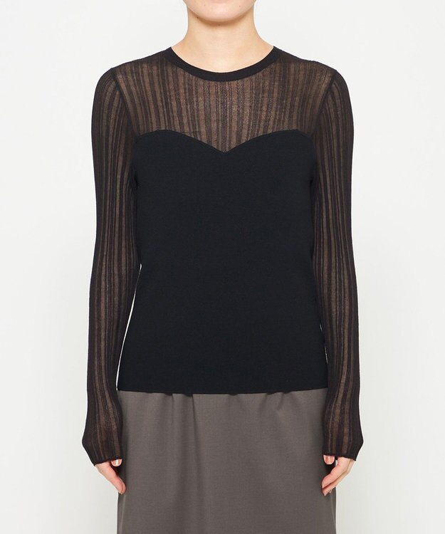 uncrave シルキー ニット コンビ トップス ブラック