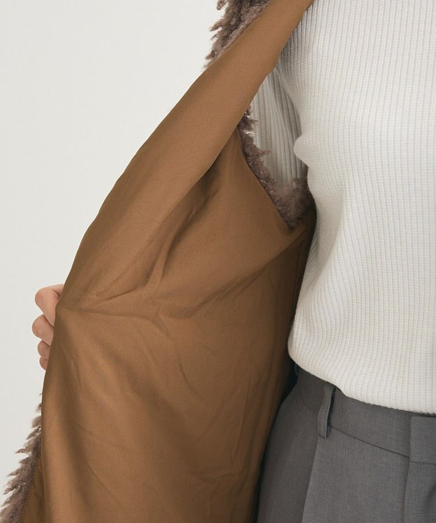 Green Parks シープライクファーベスト Gray Beige