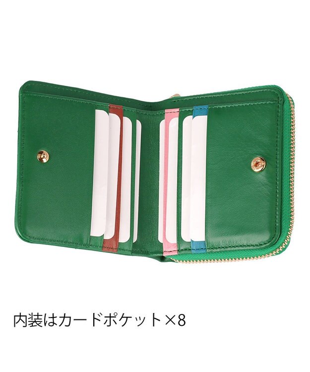 tsumori chisato CARRY ネコキルティング ラウンドファスナー2つ折り財布 グリーン