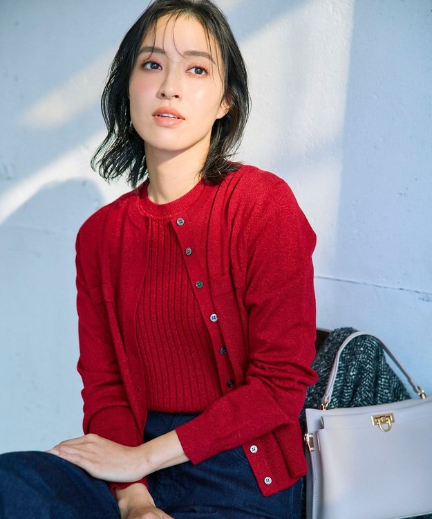 23区 L 【STORY11月掲載】BALLI ヘリンボーンツイード ノーカラー ブルゾン モノトーン系