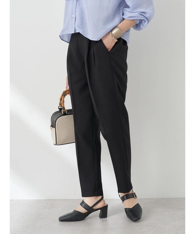 earth music&ecology 接触冷感テーパードパンツ Black