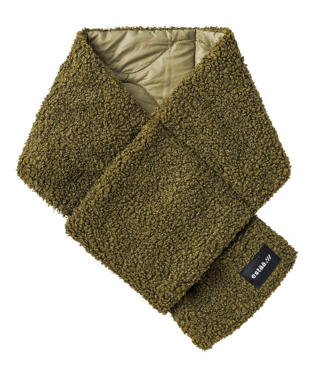 MOONBAT estaa ダウンマフラー 無地ボア／手洗い可／ポケッタブル カーキー