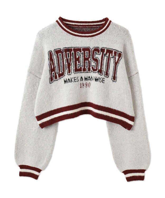 WEGO ラインリブフラッフィーショートニット ワイン