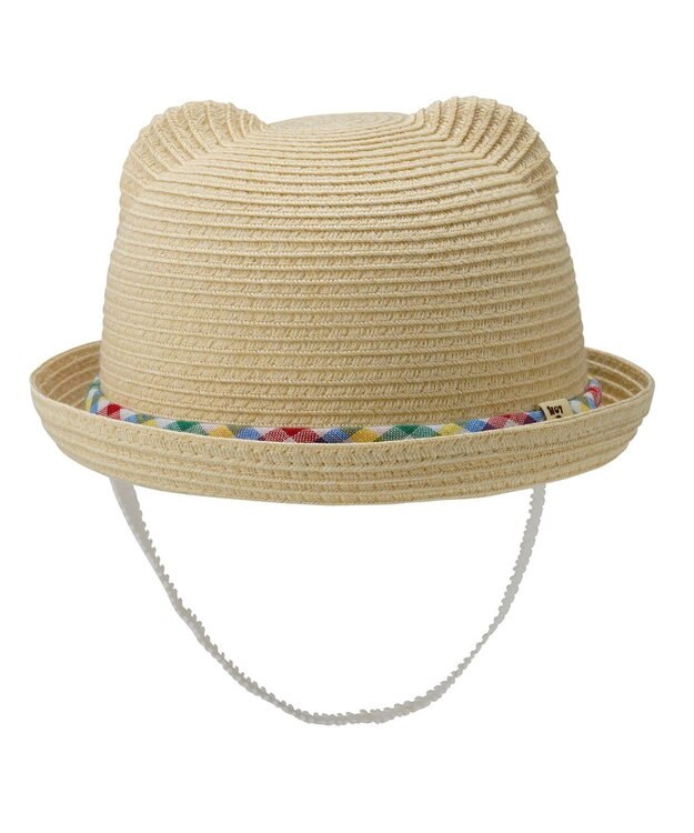 MIKI HOUSE HOT BISCUITS 【44-48cm】 麦わら風 くまみみ ハット ベージュ