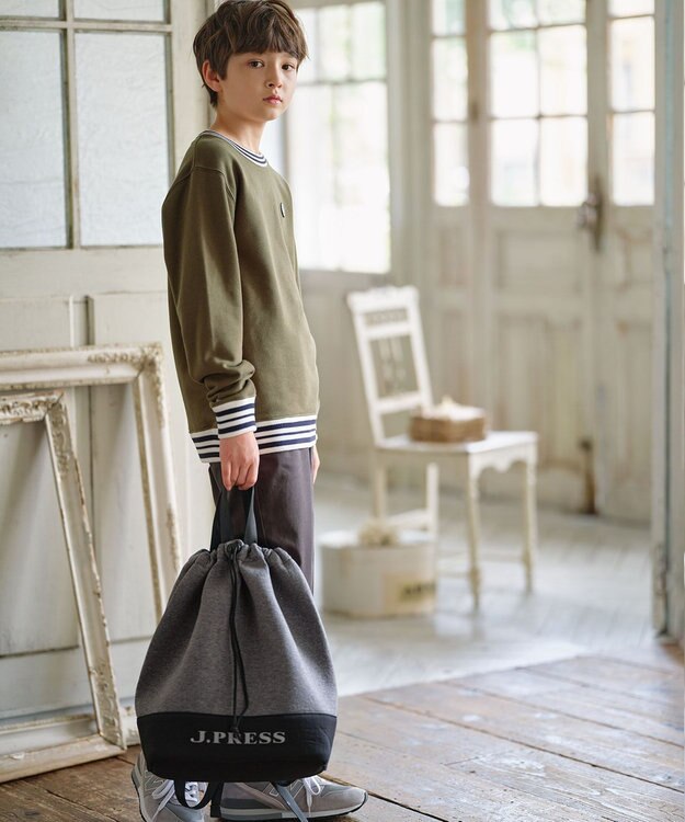J.PRESS KIDS 【140-170cm】BICOLOR LINE COMBI トレーナー オリーブ系
