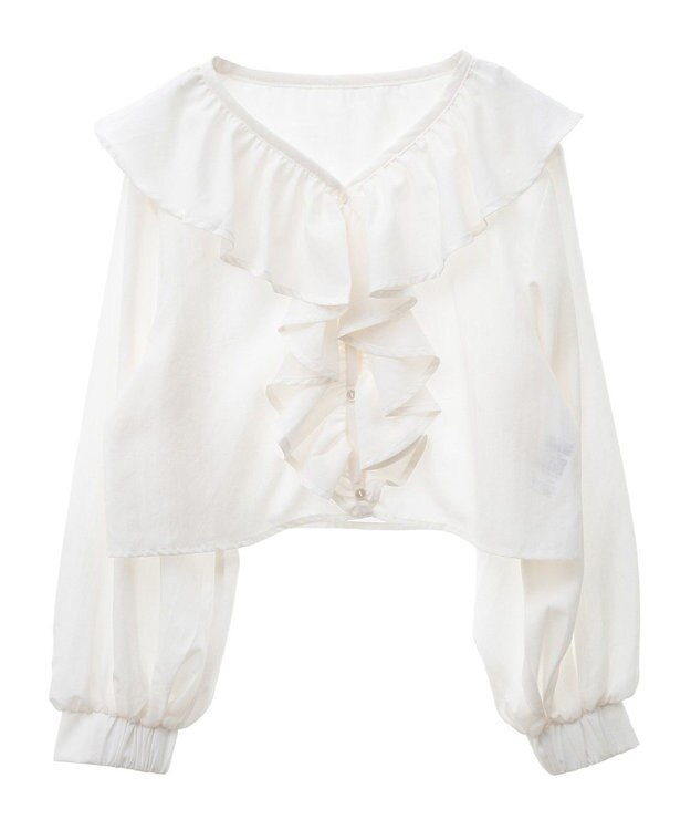 earth music&ecology ラッフルフリルシャツ Off White