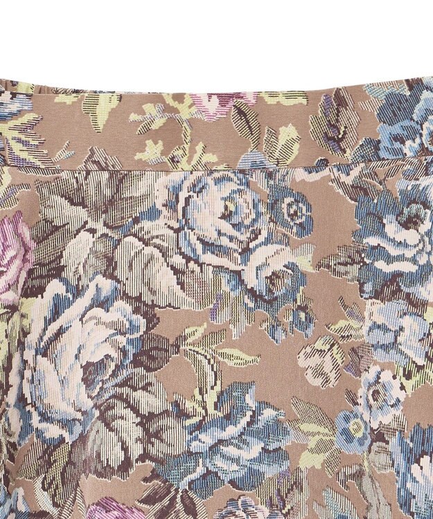 YECCA VECCA ゴブラン柄フレアスカート Camel