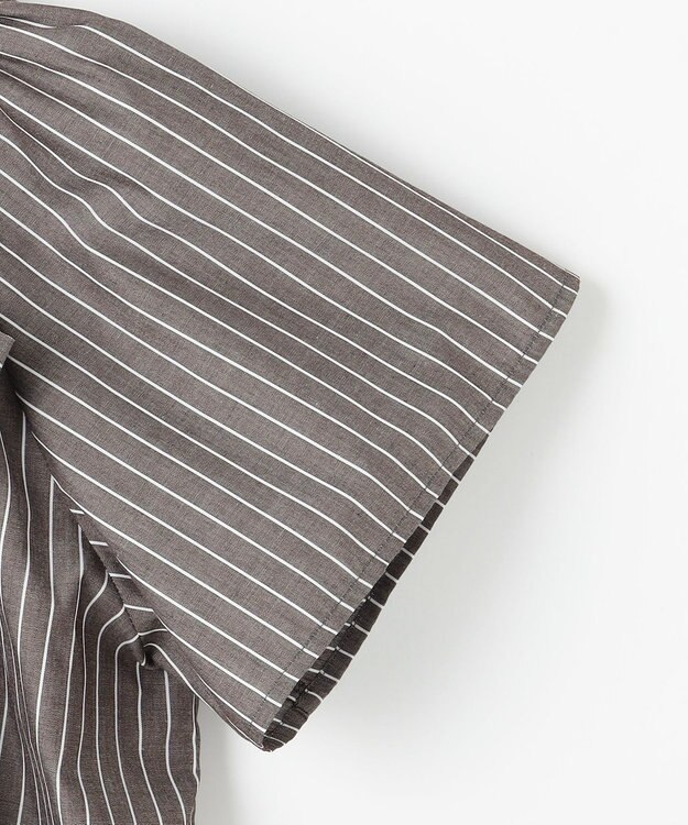 ANY SIS S 【洗える】ギャザーネック ブラウス ブラウンストライプ