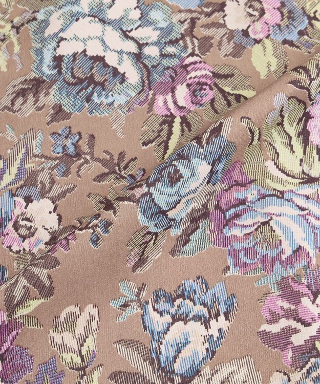 YECCA VECCA ゴブラン柄フレアスカート Camel