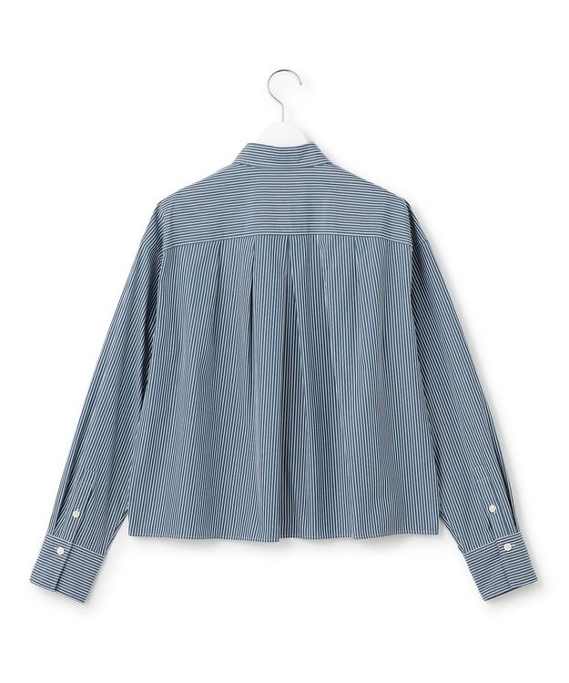 23区 S 【Oggi4月号掲載/洗える】CANCLINI クロップド シャツ マリンブルーストライプ