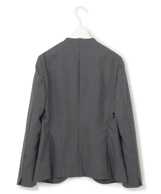 ICB L 【セットアップ対応】ウールストレッチ ノーカラージャケット チャコール系