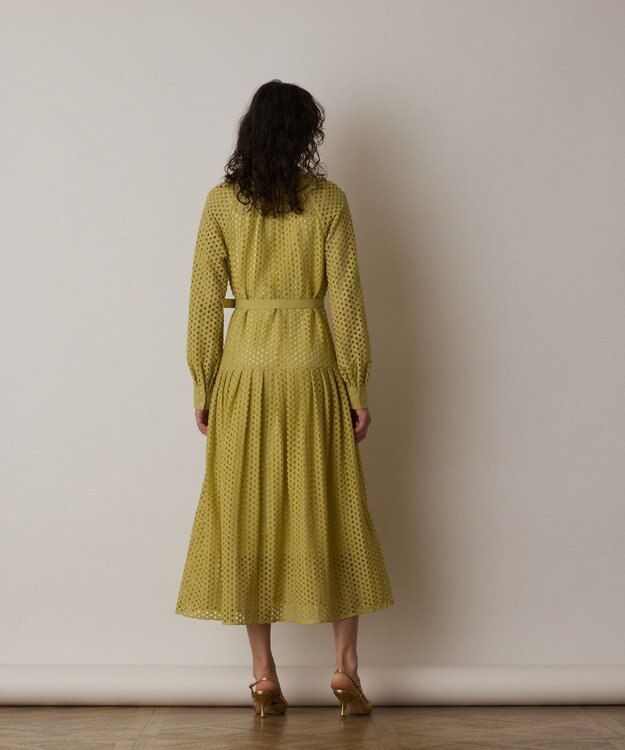 GRACE CONTINENTAL メッシュレースカフタンワンピース イエロー
