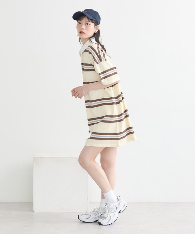 earth music&ecology レトロボーダーラガーミニワンピース Border Blue