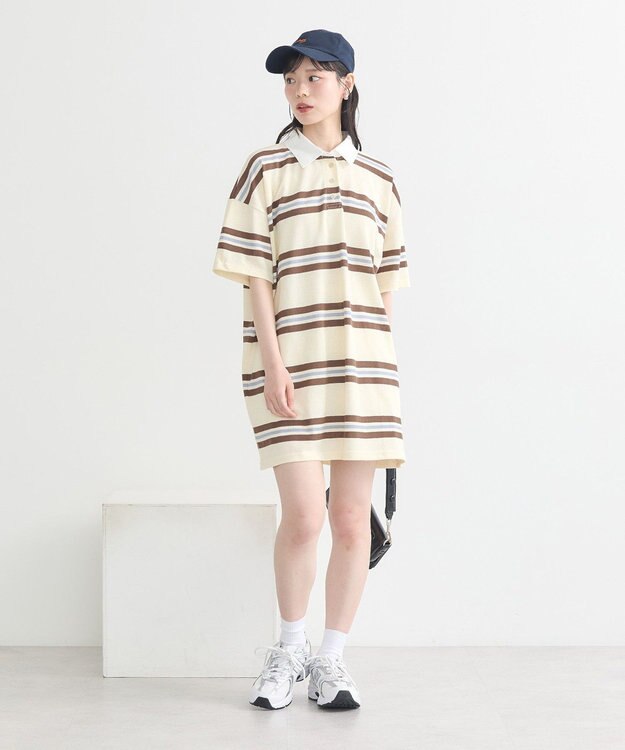 earth music&ecology レトロボーダーラガーミニワンピース Border Blue