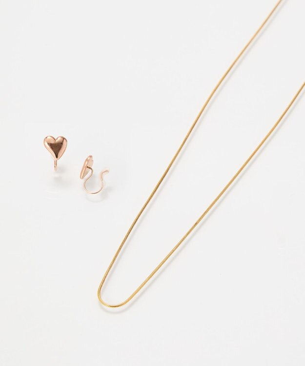Phoebe <オンワード限定セット>【金属アレルギー対応】エレチェーンネックレス×ニュアンスハートライトフィットイヤリング/サージカルステンレス マルチ1