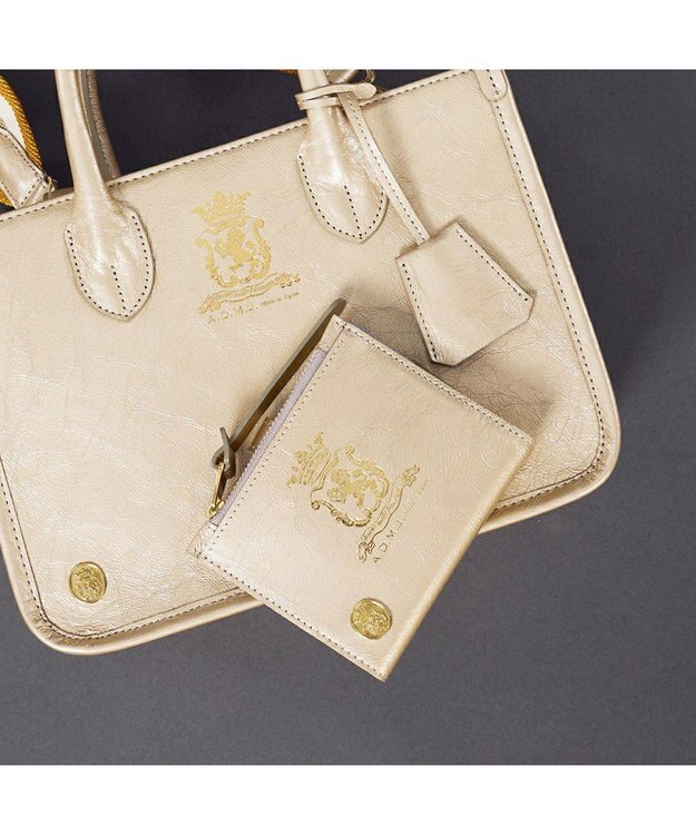 A.D.M.J. 【牛革】クラックメタル/イタリアンレザースモールウォレット オロ　マット