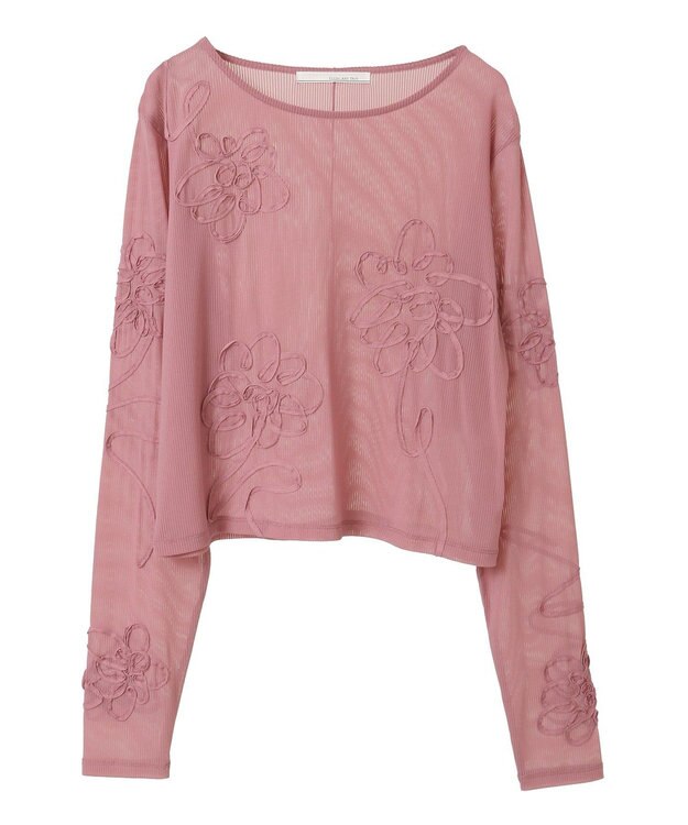 Green Parks ・ＥＬＥＮＣＡＲＥ　ＤＵＥ　コード刺繍シアーロンＴ Pink