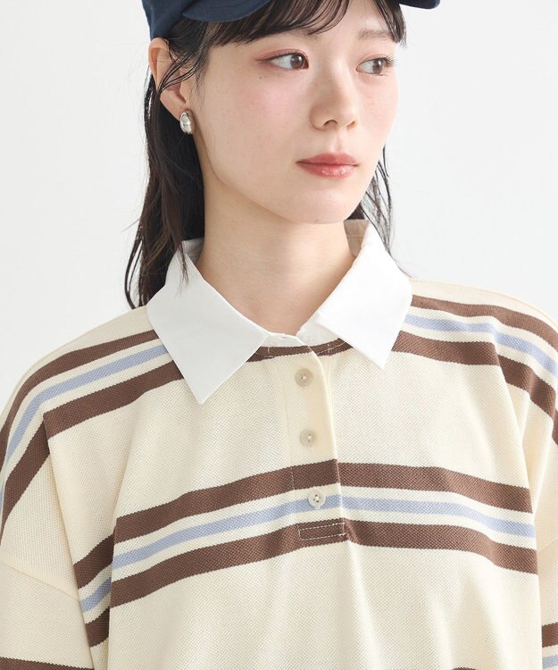 earth music&ecology レトロボーダーラガーミニワンピース Border Blue