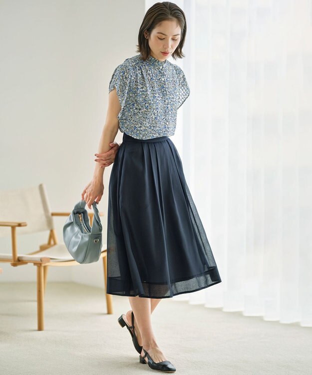 組曲 L フラワーレイヤープリント ブラウス ブルー系5