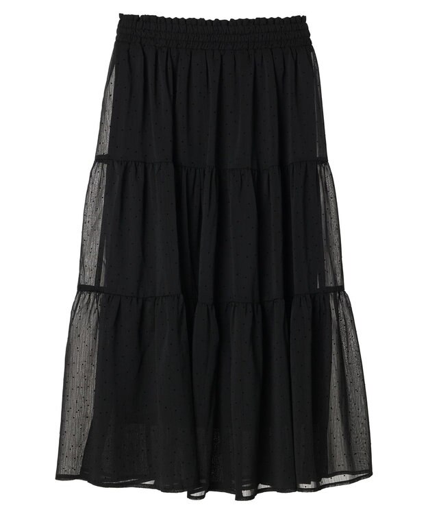 earth music&ecology フロッキードットシアーティアードスカート Black