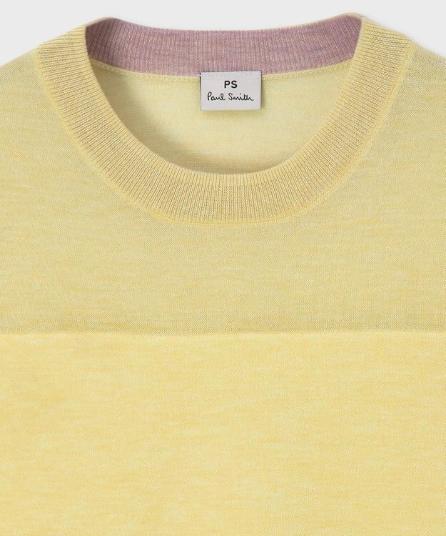 Paul Smith 【洗える】シアーボーダー 半袖ニット ライトイエロー