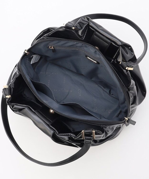 LA BAGAGERIE ソフトエナメル2WAYハンドバッグ Mサイズ ブラック