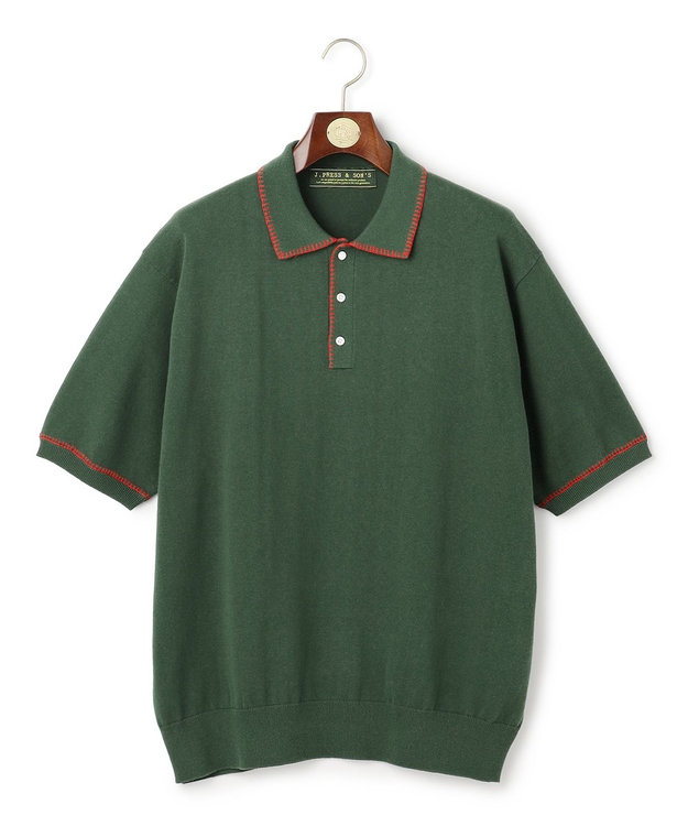 J.PRESS MEN 【WEB・一部店舗限定】Blanket Stitch Knit Polo グリーン系