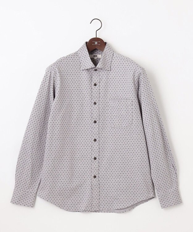 JOSEPH ABBOUD 【綿100％・ストレッチ】コンフォートジャージープリントシャツ ワイン系5