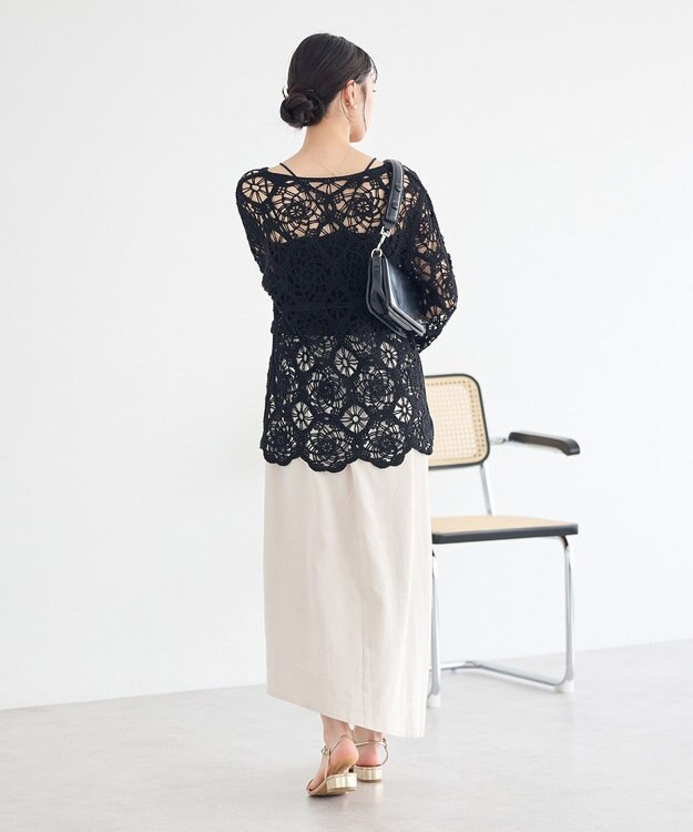 earth music&ecology クロシェ風プルオーバー Black