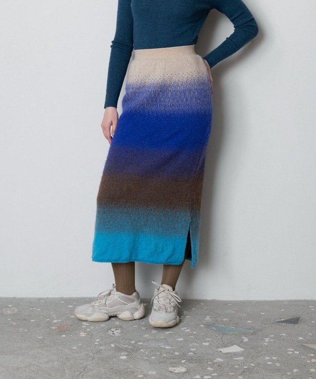 TRICOTE GRADATION SHAGGY SKIRT／グラデーションシャギースカート 31L.BLUE